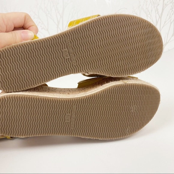 MARC FISHER Carlin 2 Golden Mustard Faux Croc Wedge Platform Sandal NWOB - Picture 6 of 9